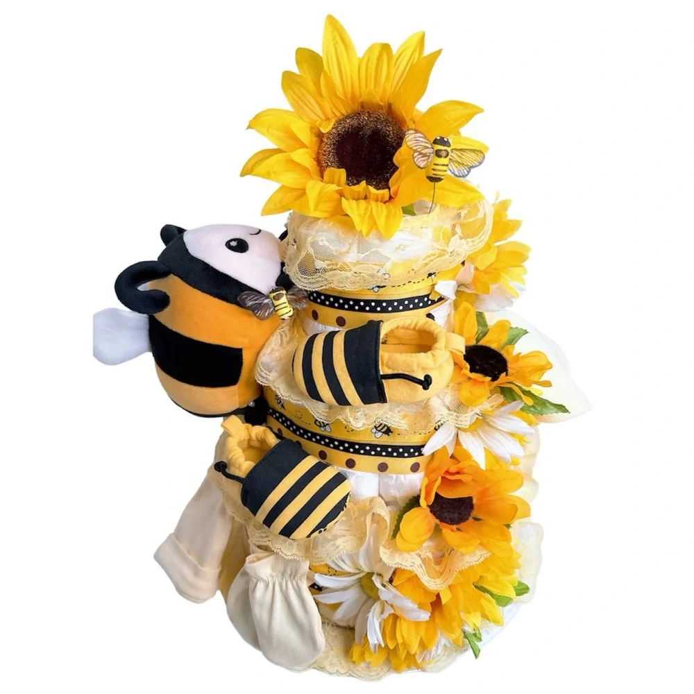 Bee Diaper Cake, Bumblebee Baby Shower